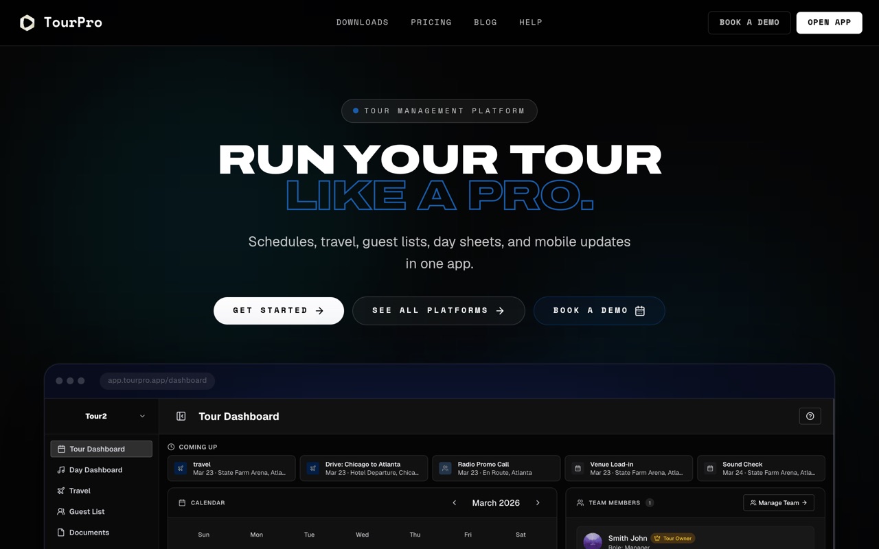 TourPro platform screenshot